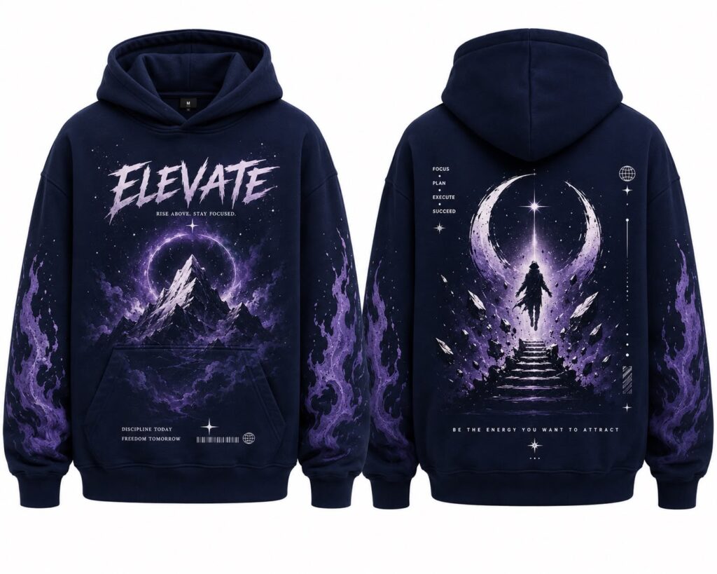 Custom Graphic Oversized Hoodie manufactured by HMA Sports & Apparels with premium all-over graphic print